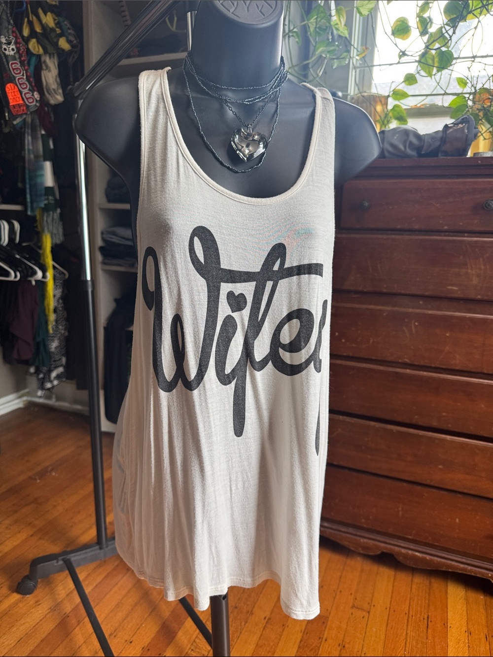 Wifey Sleeveless Scoop Neck Tank Top - Cream